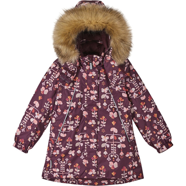 Muhvi Reimatec Winter Jacket With Detachable Faux Fur Trim Hood, Deep Purple - Fur & Faux Fur Coats - 3