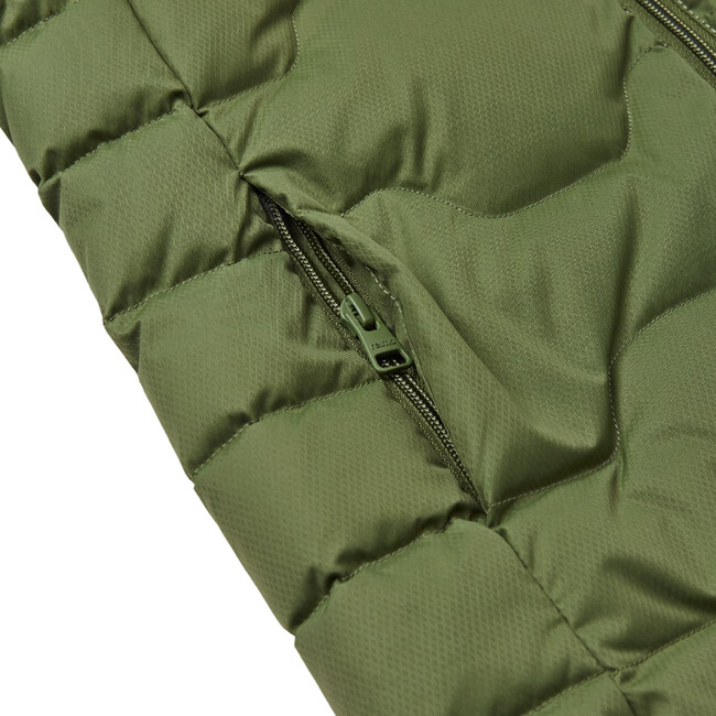 Loimaa Two-Way Zipper Down Jacket With Detachable Hood, Khaki Green - Jackets - 6