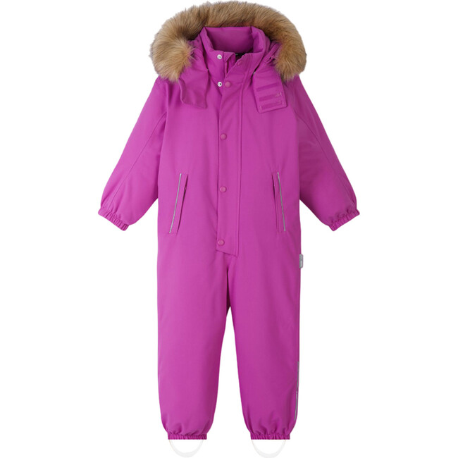Stavanger Reimatec Winter Snowsuit With Detachable Faux Fur Trim Hood, Magenta Purple