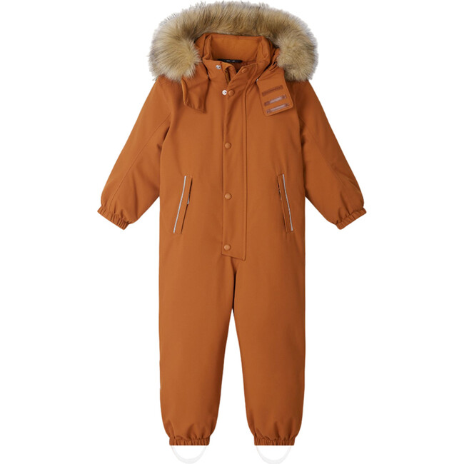 Stavanger Reimatec Winter Snowsuit With Detachable Faux Fur Trim Hood, Cinnamon Brown