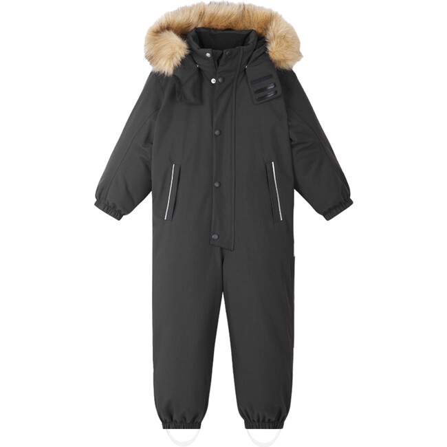Stavanger Reimatec Winter Snowsuit With Detachable Faux Fur Trim Hood, Black - Snowsuits - 1