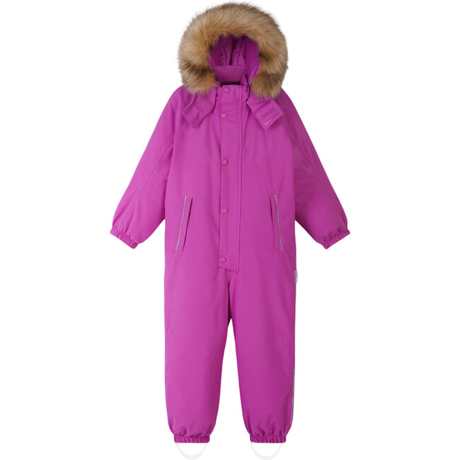 Stavanger Reimatec Winter Snowsuit With Detachable Faux Fur Trim Hood, Magenta Purple - Snowsuits - 3