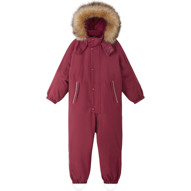 Stavanger Reimatec Winter Snowsuit With Detachable Faux Fur Trim Hood, Jam Red - Snowsuits - 3
