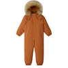 Stavanger Reimatec Winter Snowsuit With Detachable Faux Fur Trim Hood, Cinnamon Brown - Snowsuits - 3 - thumbnail