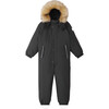 Stavanger Reimatec Winter Snowsuit With Detachable Faux Fur Trim Hood, Black - Snowsuits - 3