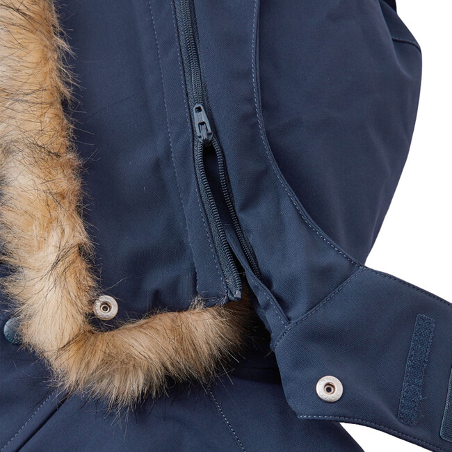 Stavanger Reimatec Winter Snowsuit With Detachable Faux Fur Trim Hood, Navy - Snowsuits - 9