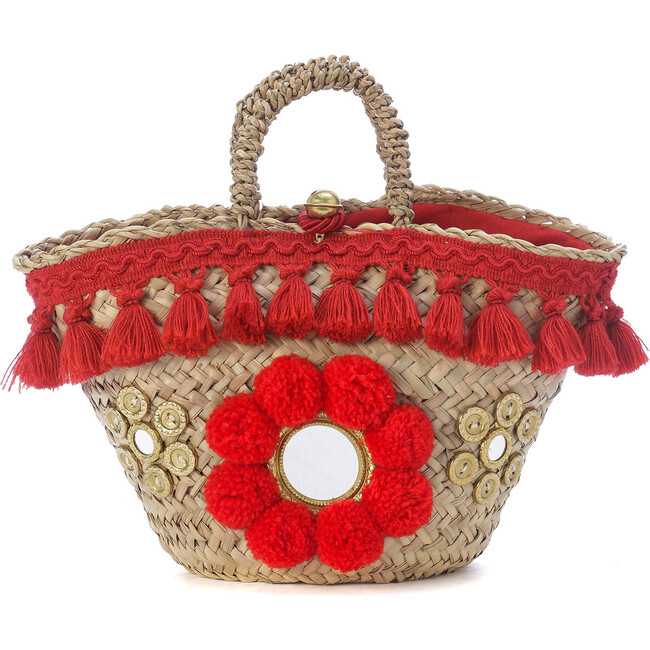 Women's Sicilian Medium Basket Bag, Red