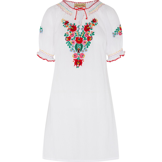 Women's Eva Mini Dress, White with Multi