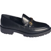 Women's Lug Sole Loafer With Brass Bar, Black - Loafers - 1 - thumbnail