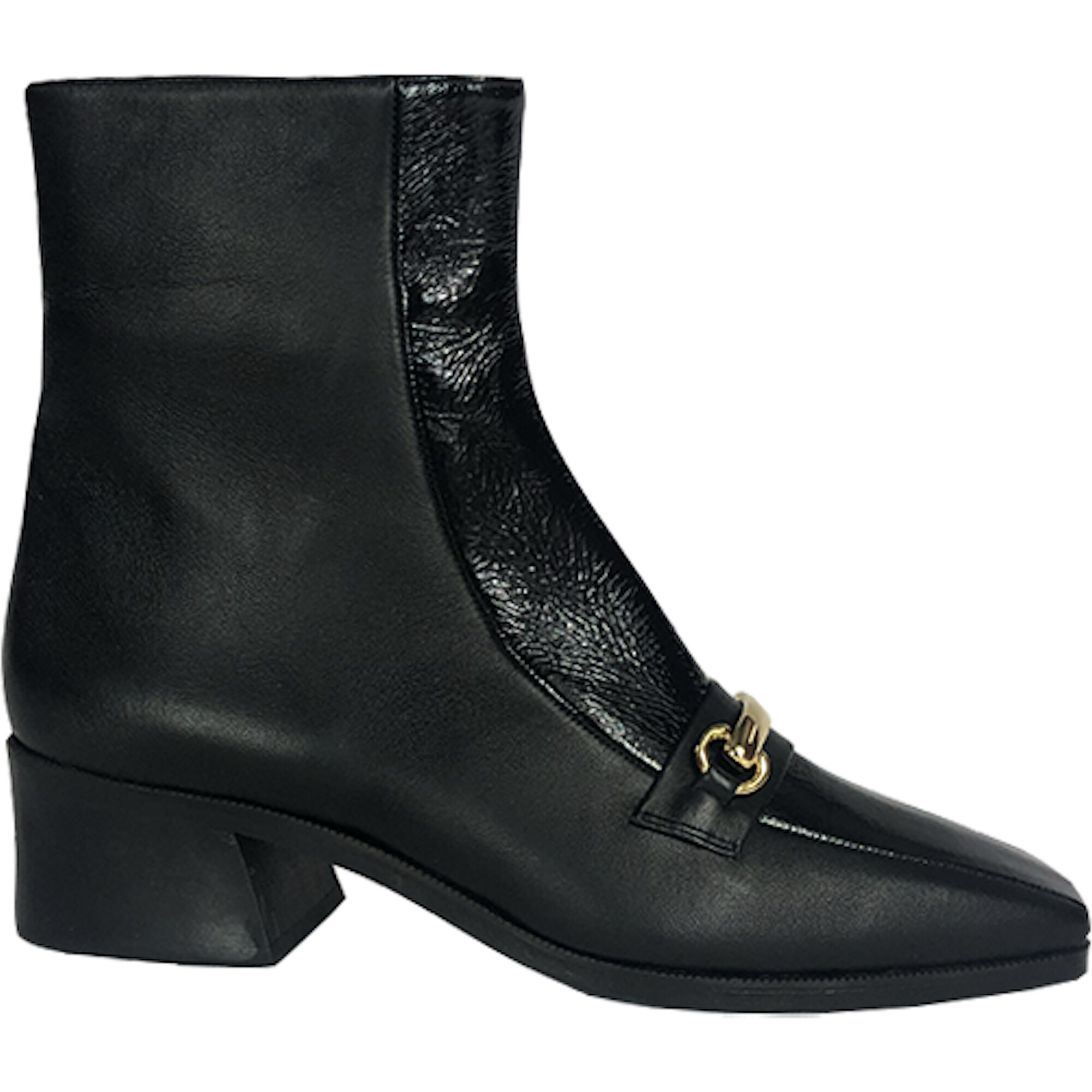 Women's Bi-Tone Square Toe Welt Sole Boot, Black - Boots - 1