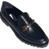 Women's Lug Sole Loafer With Brass Bar, Black - Loafers - 2 - thumbnail