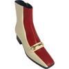 Women's Bi-Tone Square Toe Welt Sole Boot, Cream And Red - Boots - 2