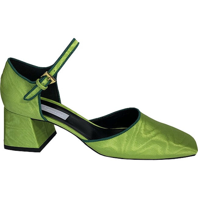 Women's Square Toe Mary Janes With Block Heel, Lime - Mary Janes - 2