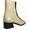 Women's Bi-Tone Square Toe Welt Sole Boot, Cream And Red - Boots - 3 - thumbnail