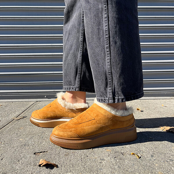 Women's Shearling Clog Slip-On Sneaker, Russet - Suzanne Rae Shoes