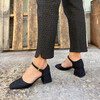 Women's Square Toe Mary Janes With Block Heel, Black - Mary Janes - 7