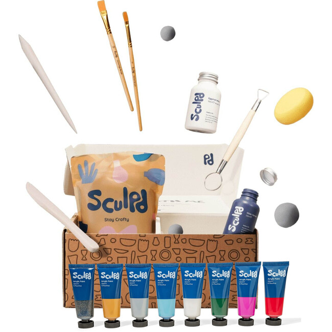 Sculpd Home Pottery Kit with Paint Set, Jewel Tones - Arts & Crafts - 1