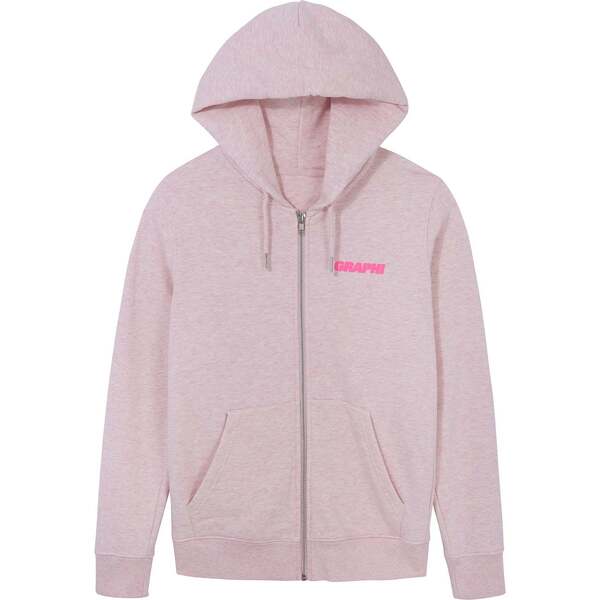 Vivi Zip-Through Hoodie With Logo, Pink Marl And Fluro Pink