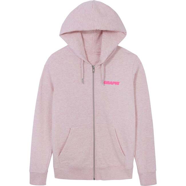 Vivi Zip-Through Hoodie With Logo, Pink Marl And Fluro Pink - Sweaters - 1