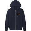 Malachy Zip-Through Hoodie With Logo, Navy Blue And Fluro Orange - Sweaters - 1 - thumbnail