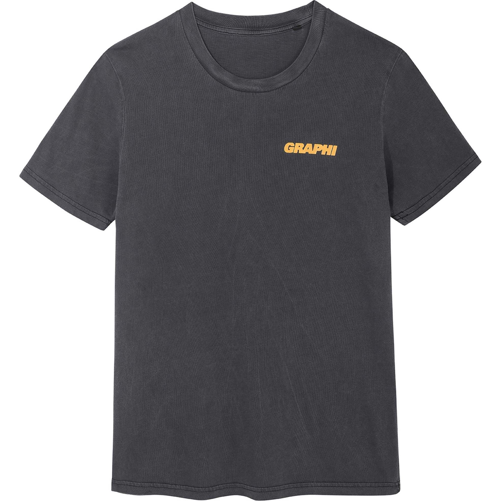 Cassidy Vintage Wash Tee With Logo, Black And Fluro Orange - T-Shirts - 1