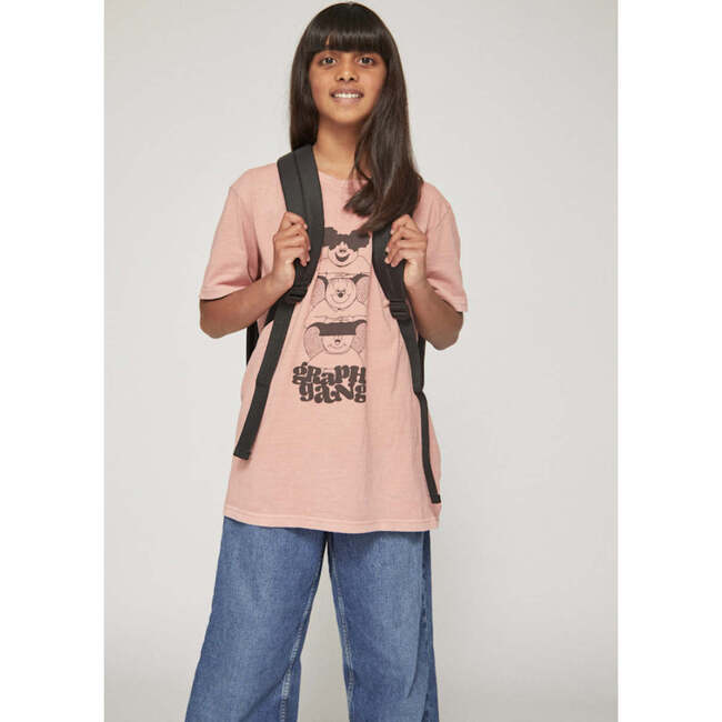 Delphie Friend-Stack Graphic Tee, Dusty Pink And Black - T-Shirts - 2