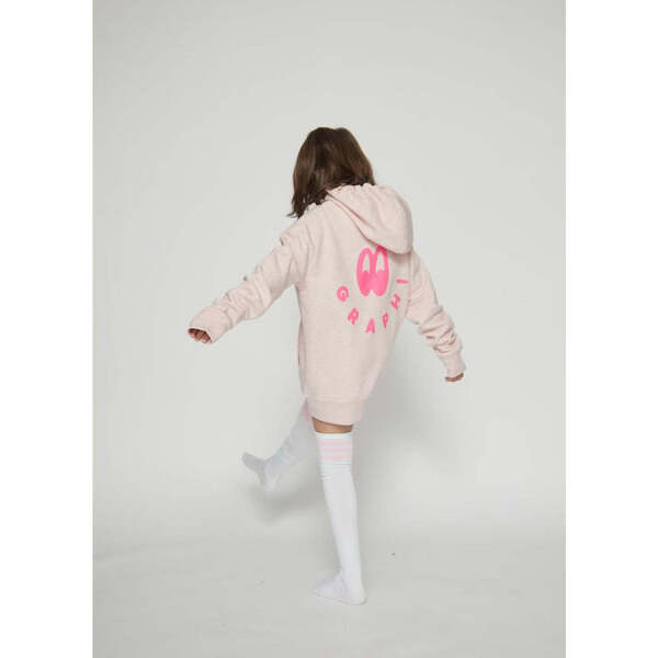 Vivi Zip-Through Hoodie With Logo, Pink Marl And Fluro Pink