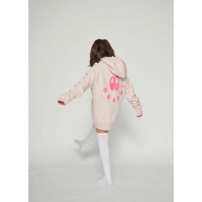 Vivi Zip-Through Hoodie With Logo, Pink Marl And Fluro Pink - Sweaters - 2