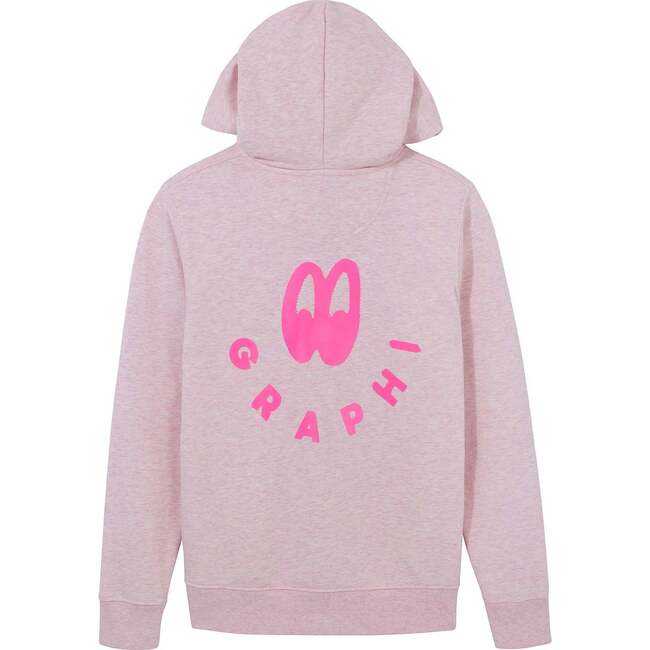 Vivi Zip-Through Hoodie With Logo, Pink Marl And Fluro Pink - Sweaters - 3