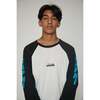 Eli Long Raglan Sleeve Tee With Logo, Black And Blue - T-Shirts - 2