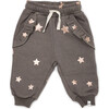 Star Print Ruffle Pocket Jogger, Bark And Rose Gold - Sweatpants - 1 - thumbnail