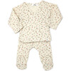 Roses Kimono Waffle Knit Two-Piece Footie Set, Cream - Mixed Apparel Set - 1 - thumbnail