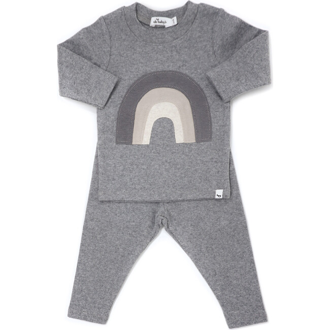 Rainbow Patch Long Sleeve Two-Piece Set, Coal And Neutral - Mixed Apparel Set - 1