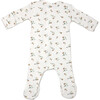 Double Knit Scattered Flowers 2-Way Zipper Footie, Cream - Bodysuits - 2