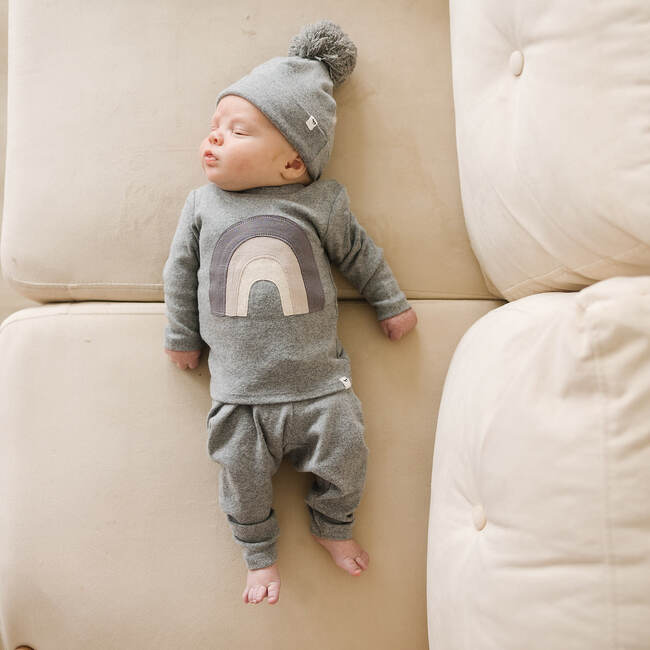 Rainbow Patch Long Sleeve Two-Piece Set, Coal And Neutral - Mixed Apparel Set - 3