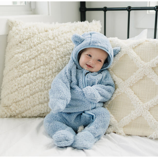 Snowdrift One-Piece Bunting With Animal Ears Hood, Fog - Snowsuits - 6