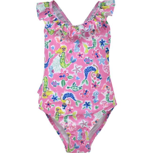 UPF 50+ Mindy Crossback Swimsuit, Mystic Mermaids