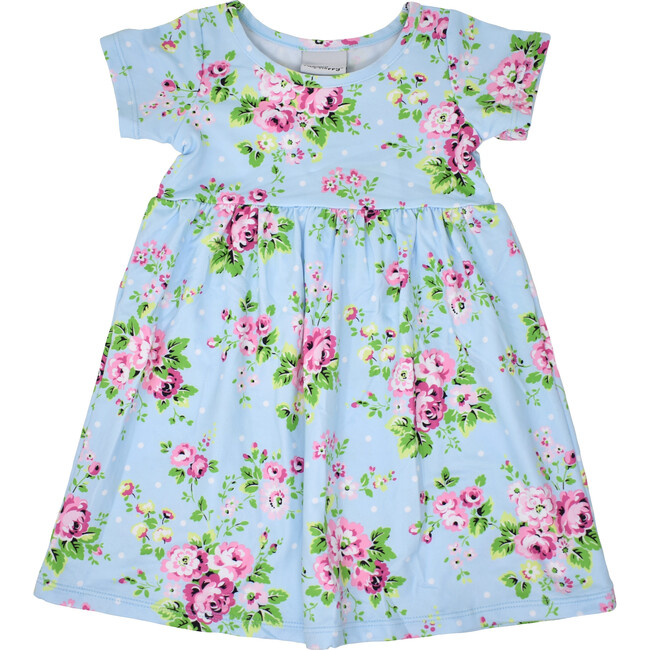 UPF 50+ Laya Short Sleeve Tee Dress, Blue Country Floral