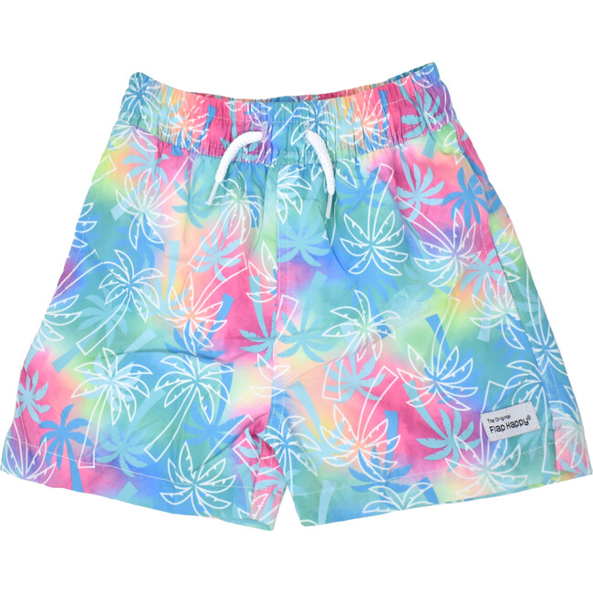UPF 50+ Wesley Swim Trunks With Mesh Liner, Palm Paradise Blue