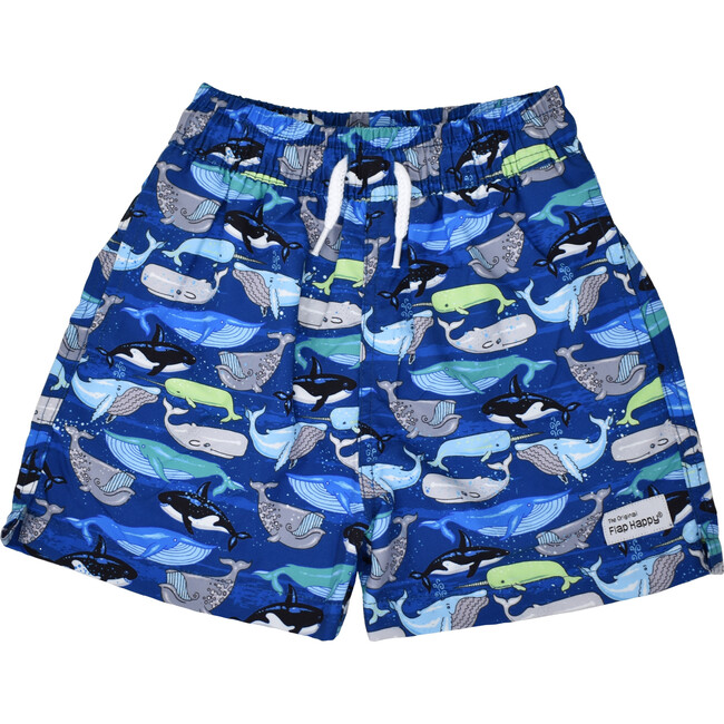 UPF 50+ Wesley Swim Trunks With Mesh Liner, Whale Wonder