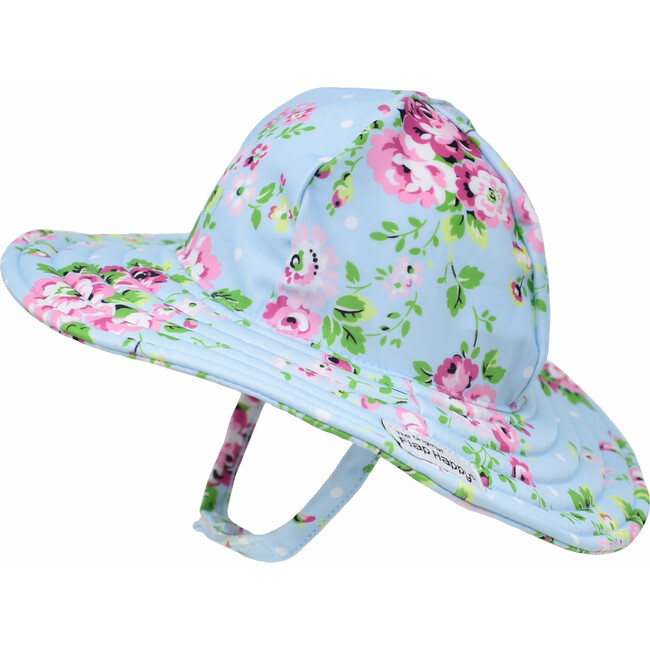 UPF 50+ Summer Splash Swim Hat, Blue Country Floral