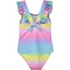 UPF 50+ Lili One-Piece Swimsuit With Ruffles And Bow, Rainbow Ombre - One Pieces - 2