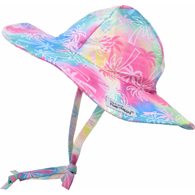UPF 50+ Floppy Hat With Large Brim Shade, Pink Tropical Palms