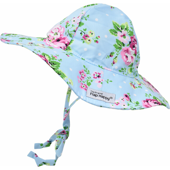 UPF 50+ Floppy Hat With Large Brim Shade, Blue Country Floral - Hats - 1