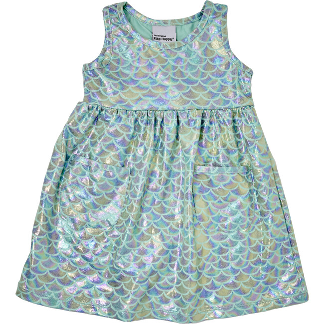 UPF 50+ Dahlia Sleeveless Tee Dress With Pockets, Fairy Tale Scales