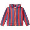 Striped Organic Cotton Zip Up Hoodie, Red/Blue Stripe - Sweatshirts - 1 - thumbnail