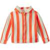 Striped Organic Cotton Zip Up Hoodie, Orange/Green Stripe - Sweatshirts - 1 - thumbnail