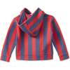 Striped Organic Cotton Zip Up Hoodie, Red/Blue Stripe - Sweatshirts - 3