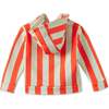 Striped Organic Cotton Zip Up Hoodie, Orange/Green Stripe - Sweatshirts - 3