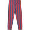 Striped Tencel Leggings, Blue/Red Stripe - Leggings - 1 - thumbnail